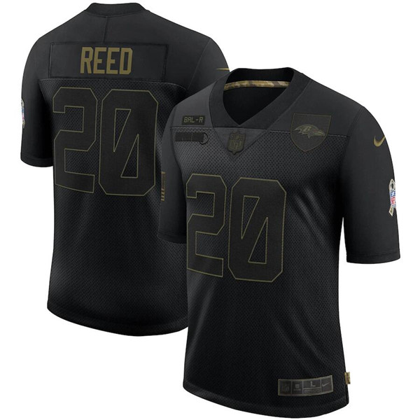 Men's Baltimore Ravens #20 Ed Reed Black NFL 2020 Salute To Service Limited Stitched Jersey
